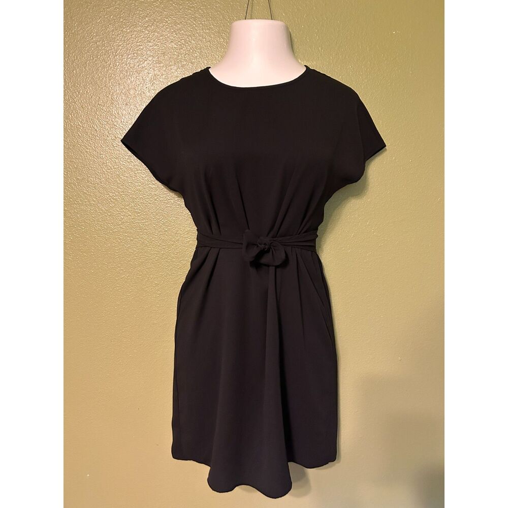 LBD Amanda Uprichard Black Tie Waist Short Sleeve Mini Dress XS Nordstrom Luxury